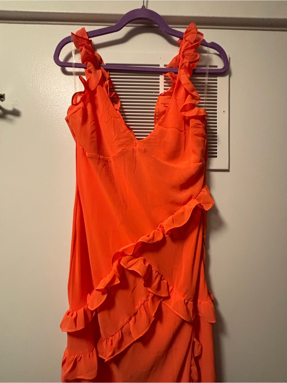 NWT House of CB Pixie Flame Orange Ruffle Maxi Dress L - Picture 6 of 14